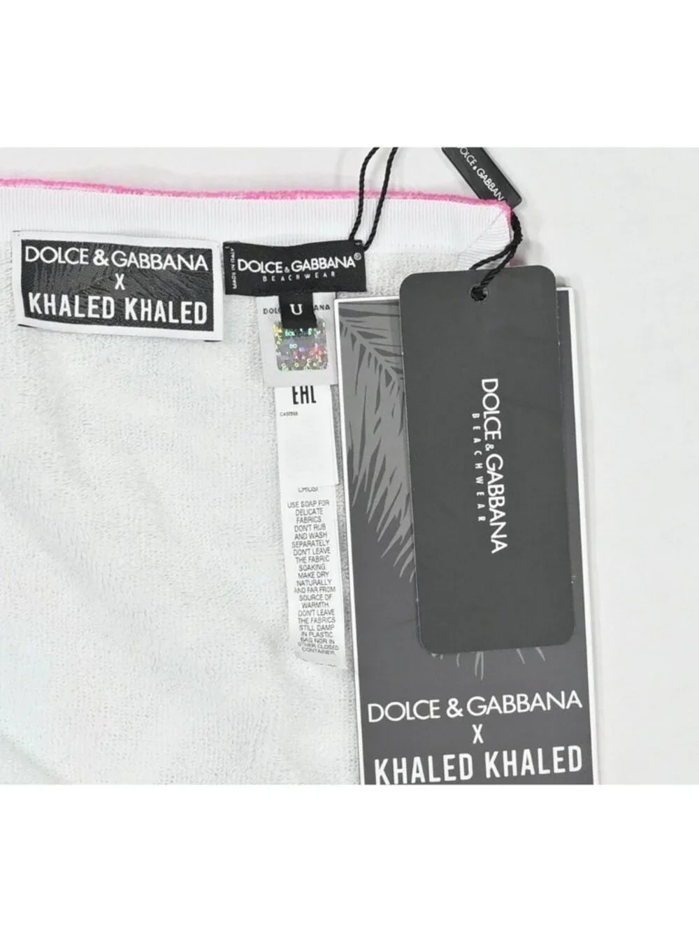Dolce & Gabbana x Khaled Khaled Terry Cloth Beach Towel in Pink Flamingo
